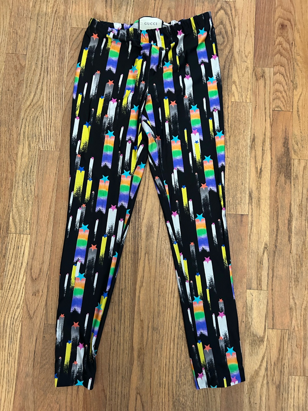 Gucci Black Rainbow Star Print Leggings